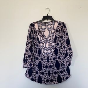 Printed Blue and Pink The Limited Blouse